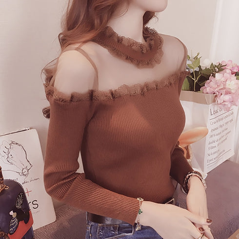 デコルテシースルーニット